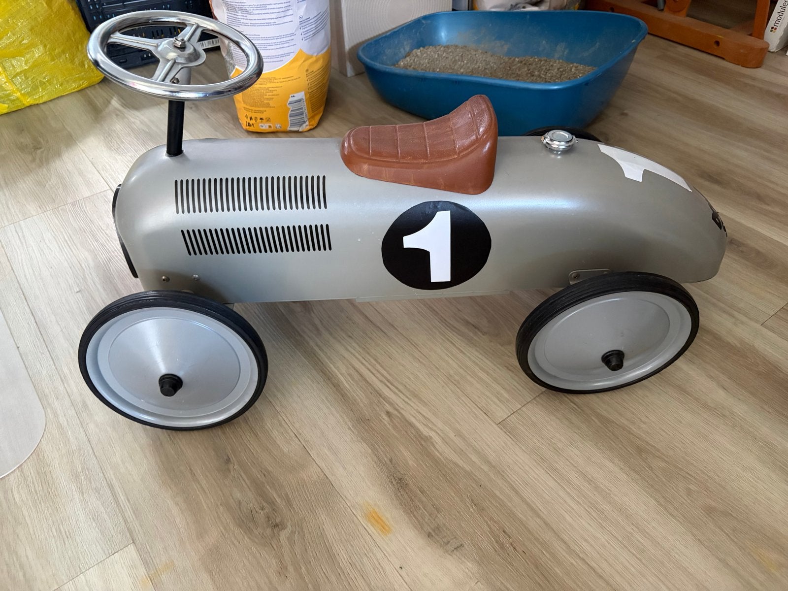 Metalen Loopauto Raceauto - Zilver met Nummer 1, Ophalen, Gebruikt