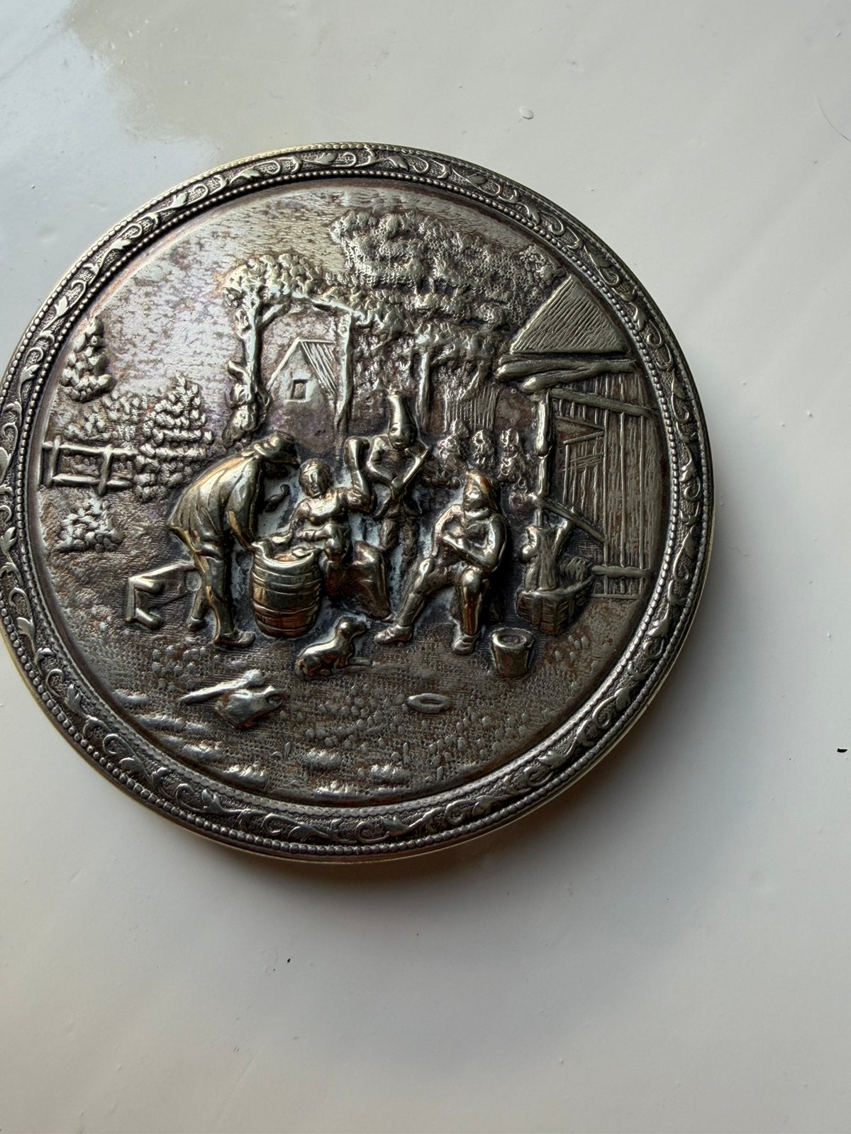 Vitage poederdoos art Deco verzilverd met hans jensen, Ophalen of Verzenden