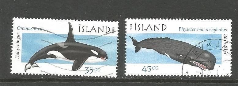 IJsland Mi. 905/906 Walvis en dolfijn, Ophalen of Verzenden, IJsland, Gestempeld