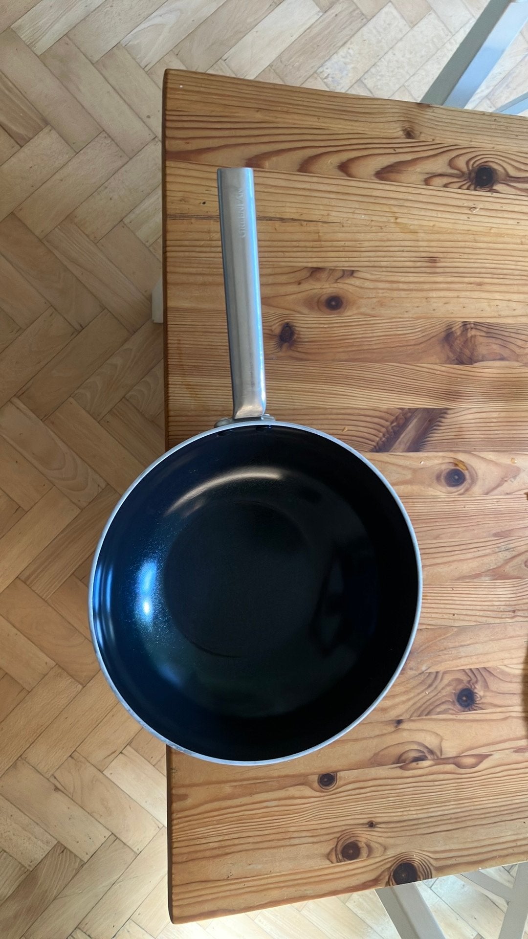 Greenpan wok met anti aanbaklaag, Huis en Inrichting, Gebruikt, Ophalen of Verzenden, GreenPan, Rvs