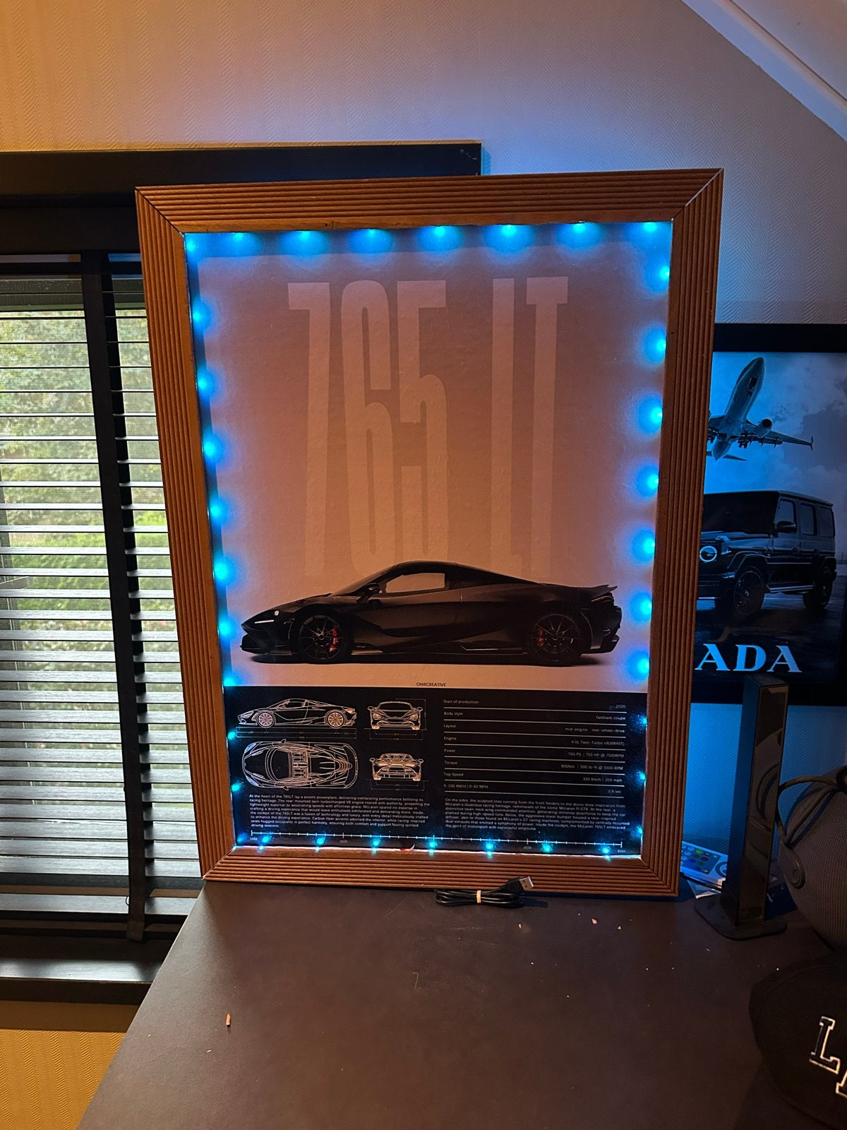 Foto met lijst en LED verlichting (56,5x75,5 cm), Gebruikt, Ophalen of Verzenden, Foto of Poster, 75 – 100