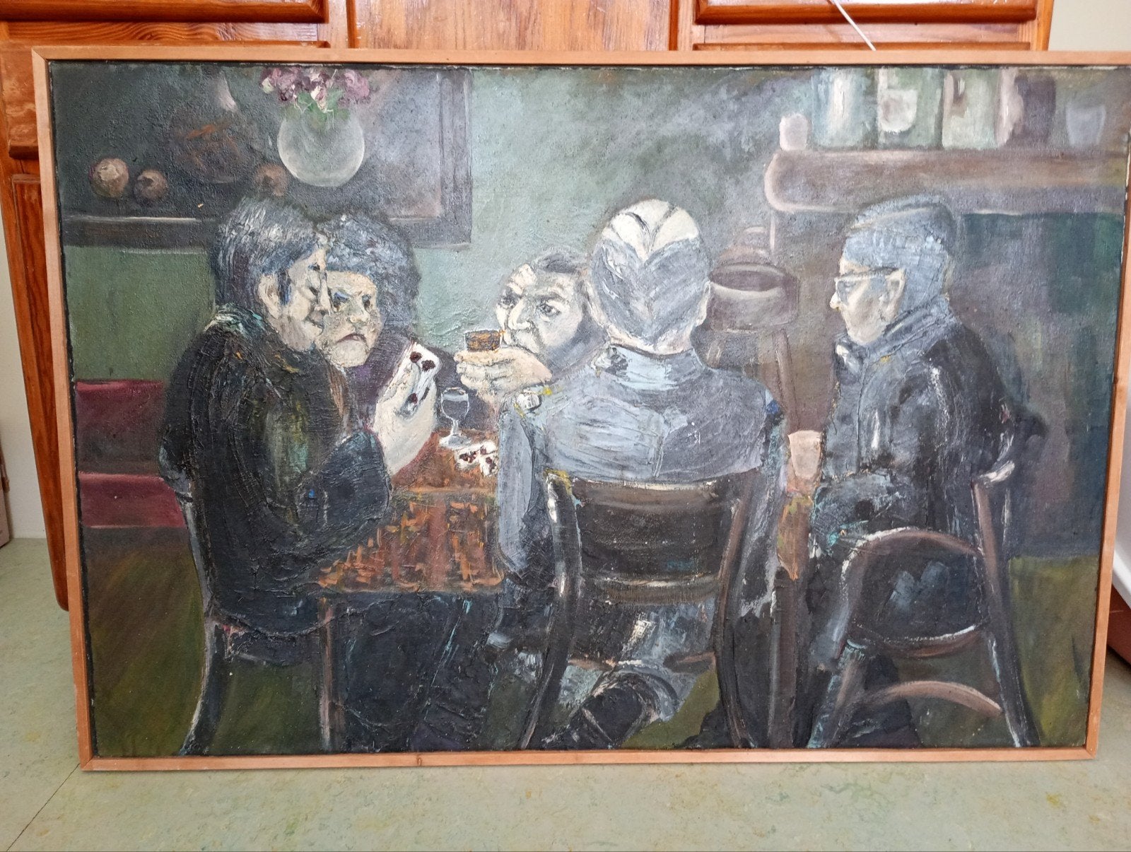 Schilderij kaartspelers in cafe de bijl, Antiek en Kunst, Kunst | Schilderijen | Klassiek, Ophalen