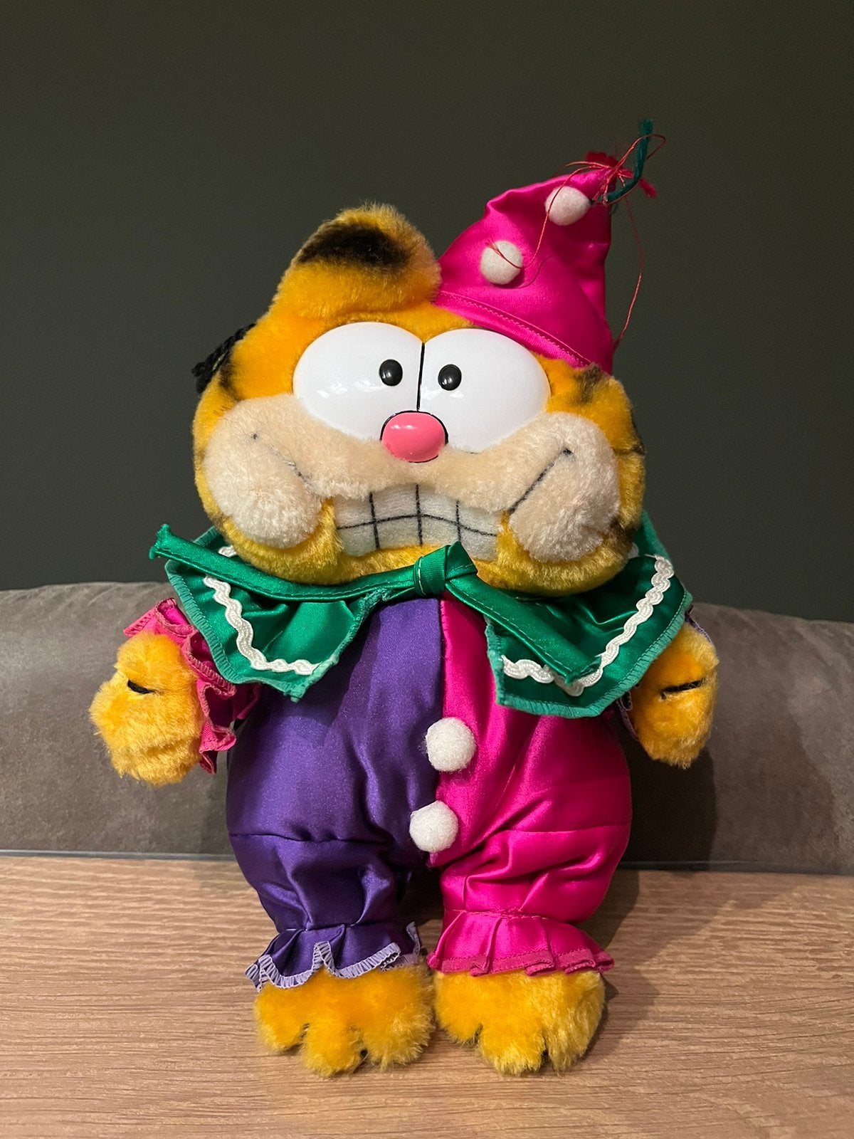 Gave vintage Garfield Clown knuffel 25cm, Ophalen of Verzenden, Zo goed als nieuw, Overige typen