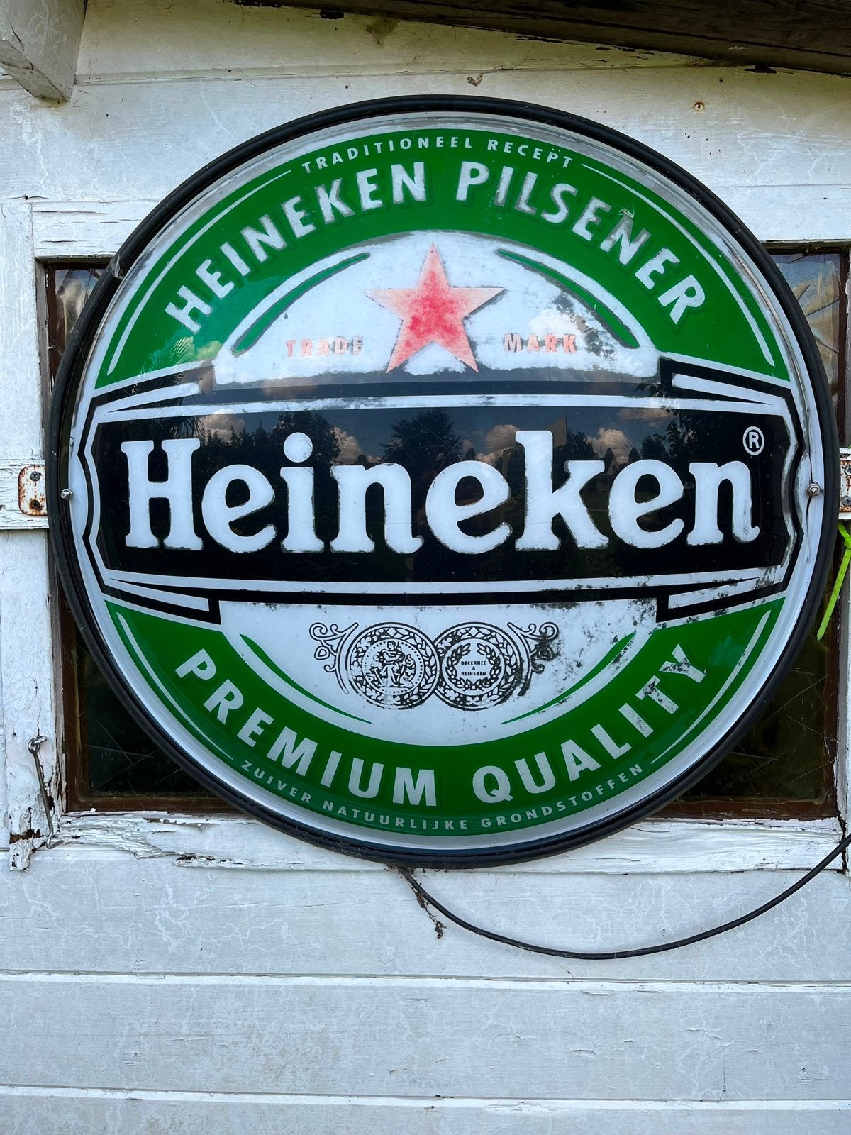 Heineken Reclamebord, Vlag, Krat en Lantaarn, Verzamelen, Ophalen, Gebruikt, Overige typen