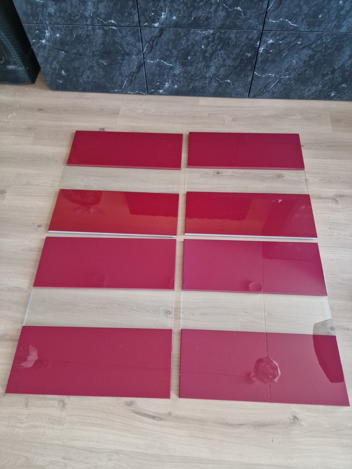 IKEA Besta deuren hoogglans rood met glas (4 stuks), Ophalen, Gebruikt