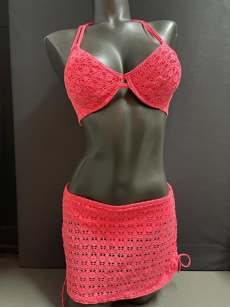 Freya halter bikini maat 75c en slip met rokje s, Kleding | Dames, Verzenden, Nieuw, Roze, Bikini