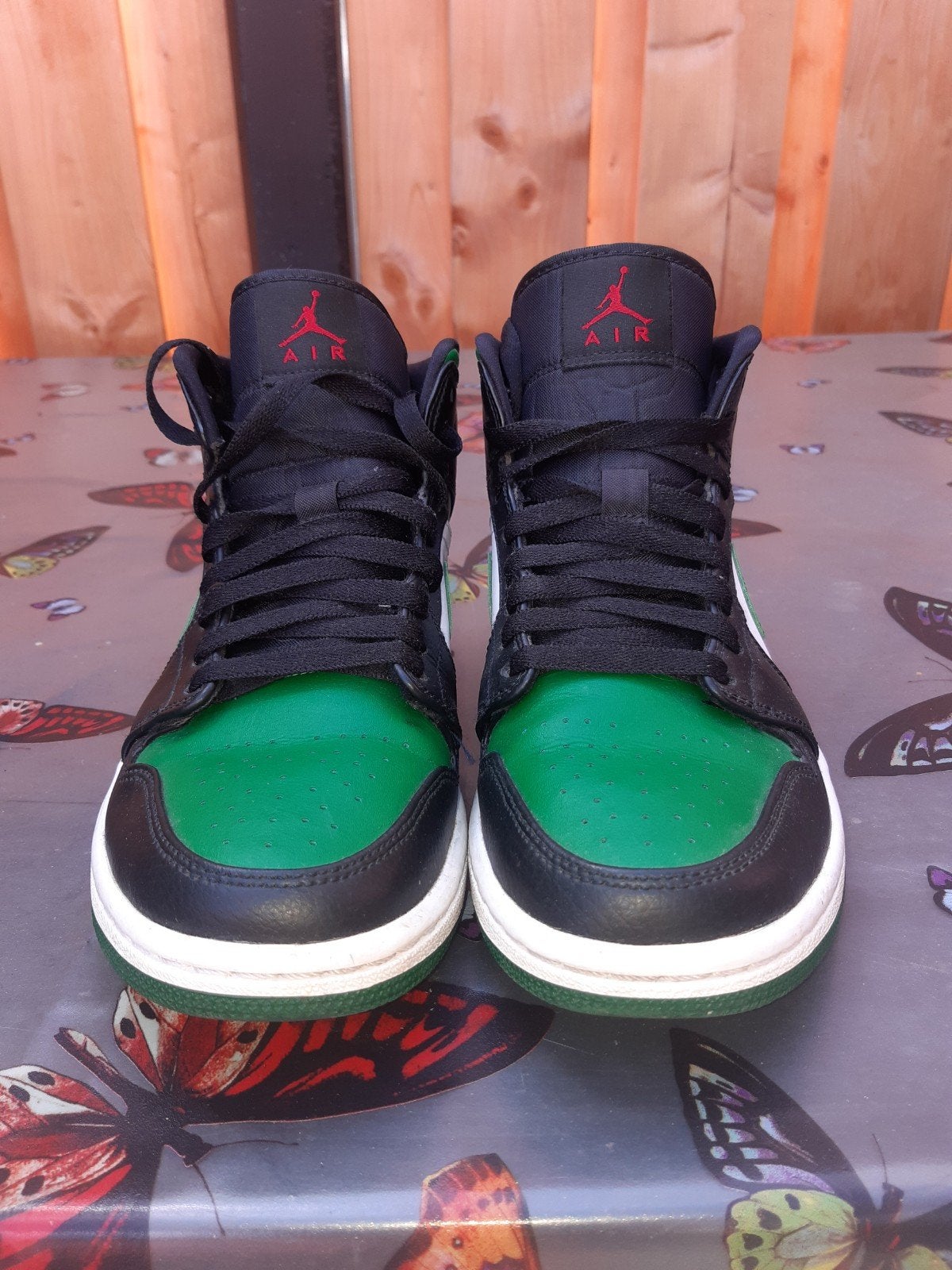 Nike Air Jordan 1 Mid - Groen, Zwart, Wit - Maat 40, Wit, Ophalen of Verzenden, Nike Air Jordan, Sneakers of Gympen