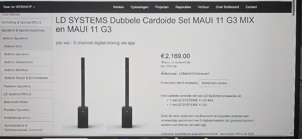 LD SYSTEMS Dubbele Cardoide Set MAUI 11 G3 MIX en MAUI 11 G3, Overige typen, Nieuw, 120 watt of meer, Ophalen