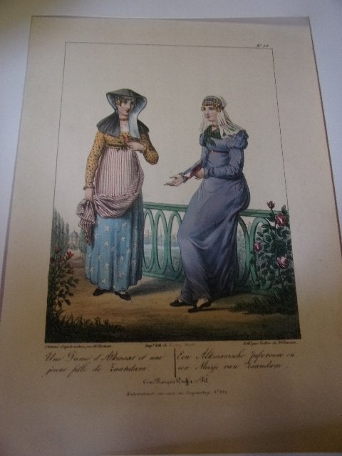 Een Alkmaarsche Jufvrouw en een Meisje van Zaandam. 1828, Antiek en Kunst, 1800 - 1899, Ophalen of Verzenden, Met tekst, 24 cm