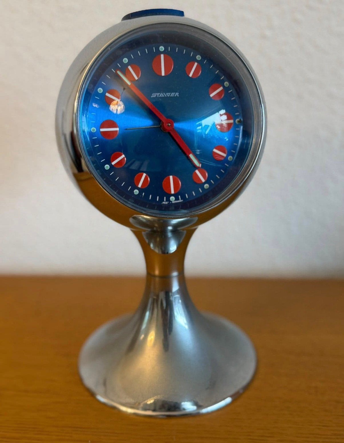 Space Age Clock from Steiger, West Germany, 1970s, Ophalen, Zo goed als nieuw, Zilver