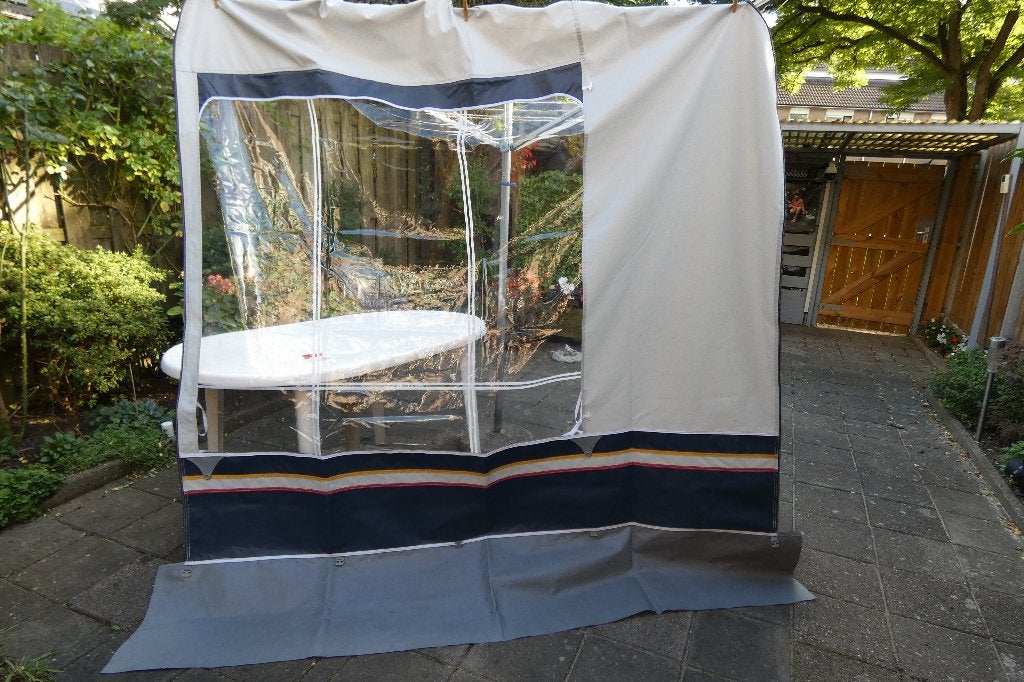 Te koop voortent en luifel voor/zij wanden blauw, Ophalen of Verzenden, Gebruikt