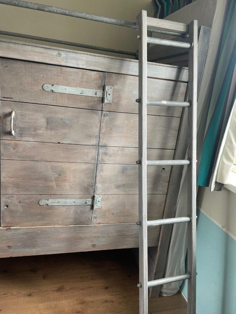 Bedstee, Ophalen, Eenpersoons, Grijs, Hout