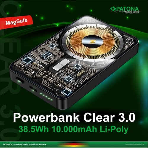 Premium Powerbank Clear 10.000mAh Magnetic Wireless Charge, Verzenden, Nieuw