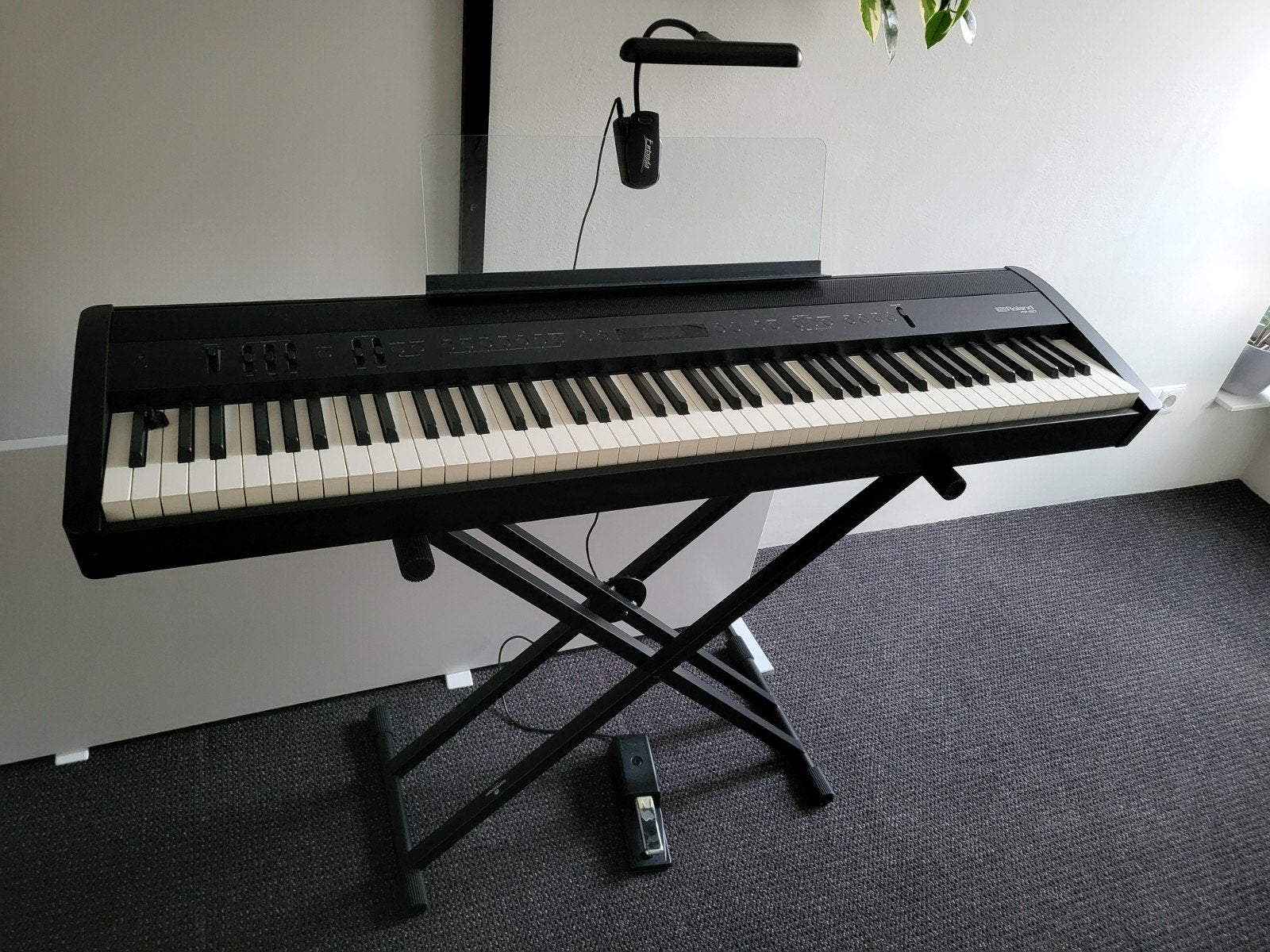 Roland FP-60 stagepiano inclusief standaard, pedaal en lamp, Muziek en Instrumenten, Piano's, Ophalen, Gebruikt, Zwart, Digitaal