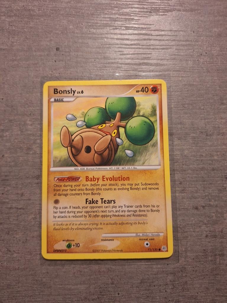 Bonsly LV.6 Pokémon Kaart - Basis - 2007, Ophalen of Verzenden, Gebruikt, Losse kaart