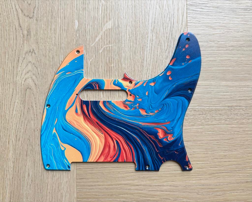 Fender/Squier Telecaster Slagplaat - Blauw/Oranje Design, Ophalen of Verzenden, Nieuw, Elektrische gitaar