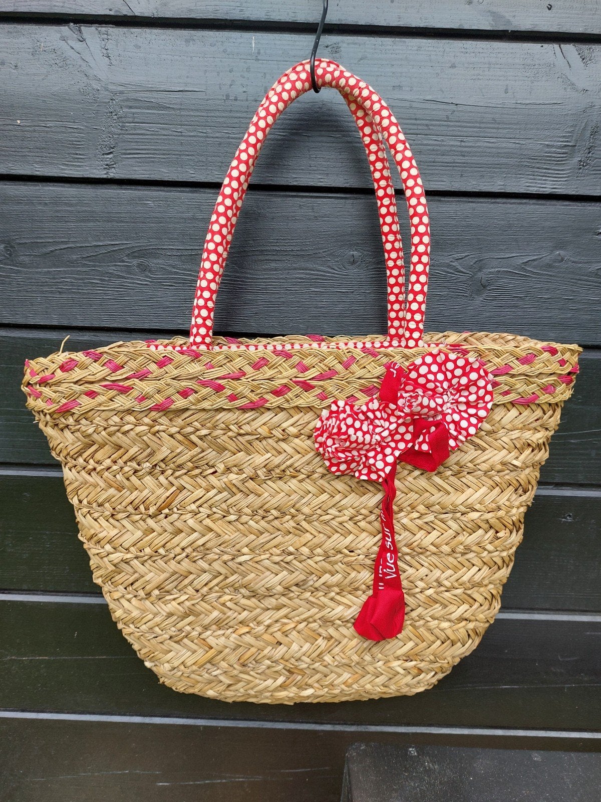 Rieten mand, Ophalen of Verzenden, Gebruikt, Rood, Shopper