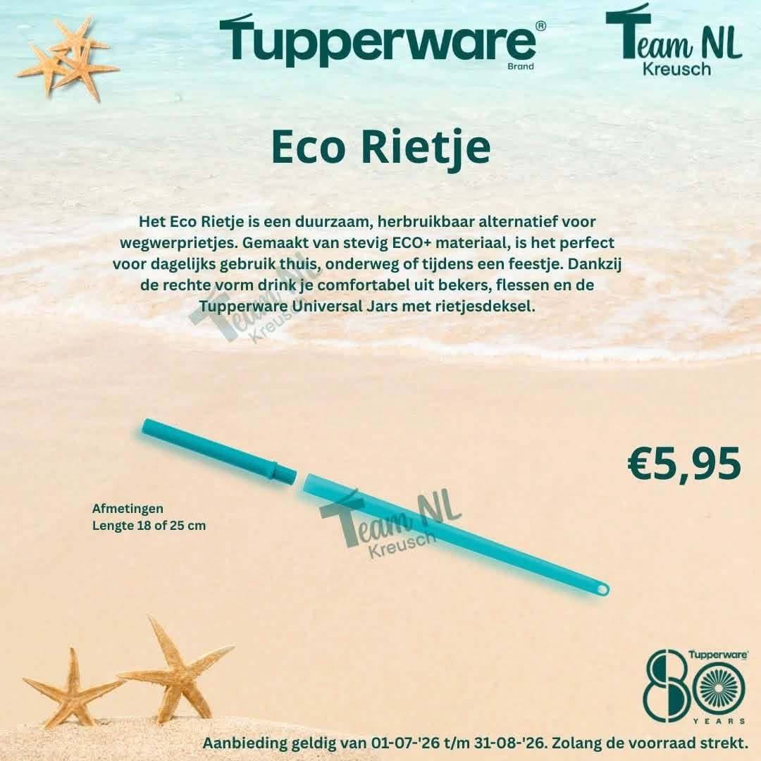 Nieuw Tupperware Eco Rietje - Duurzaam & Herbruikbaar, Blauw, Overige typen, Nieuw, Ophalen of Verzenden