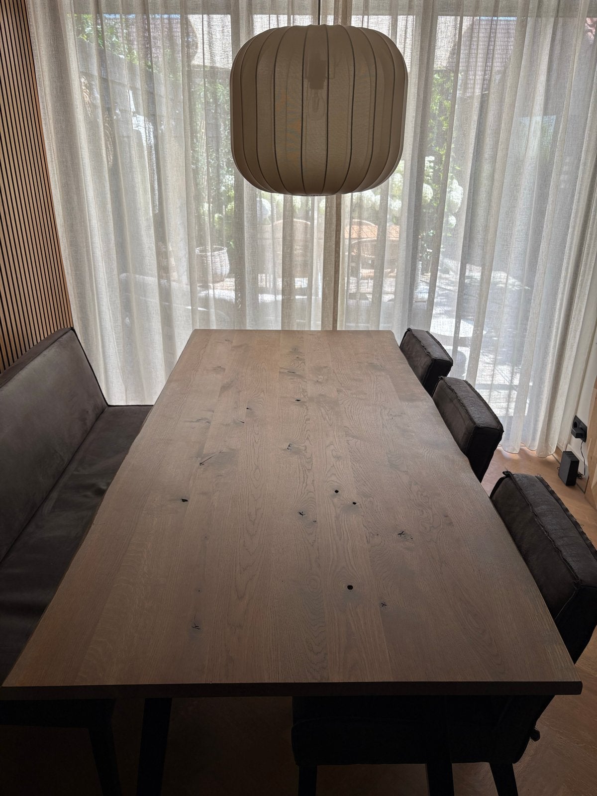 Eettafel boomstam 200x96cm, Ophalen, Eikenhout, 50 tot 100 cm, Zo goed als nieuw