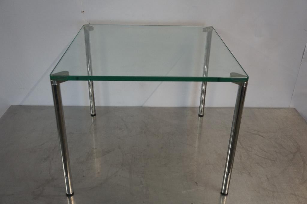 Glazen bijzettafel tafeltje, Ophalen, Minder dan 45 cm, Minder dan 55 cm, Gebruikt