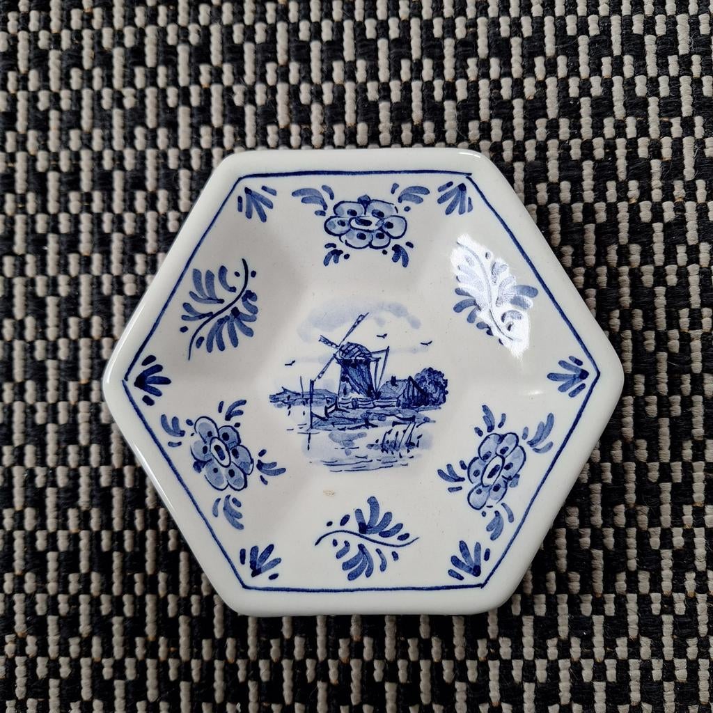 Delfs blauw bordje pauw handgeschilderd  12cm, Ophalen of Verzenden