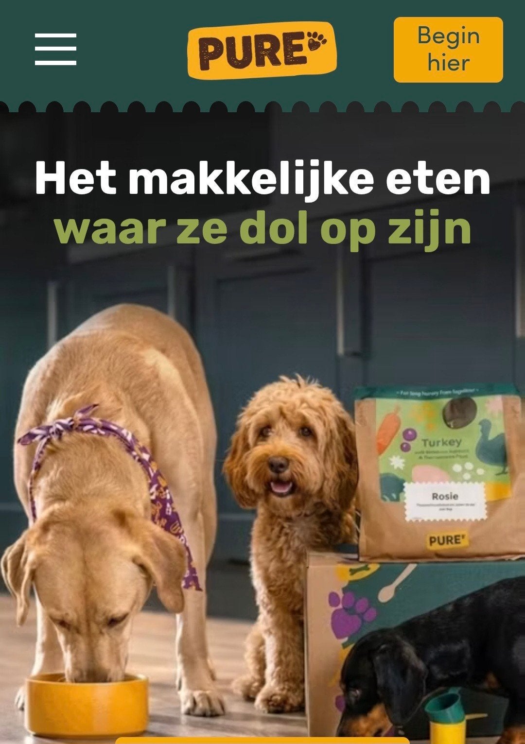 pure petfood kortingscode/hond/verzorging/eten/pure pet food, Dieren en Toebehoren, Ophalen of Verzenden, Hond