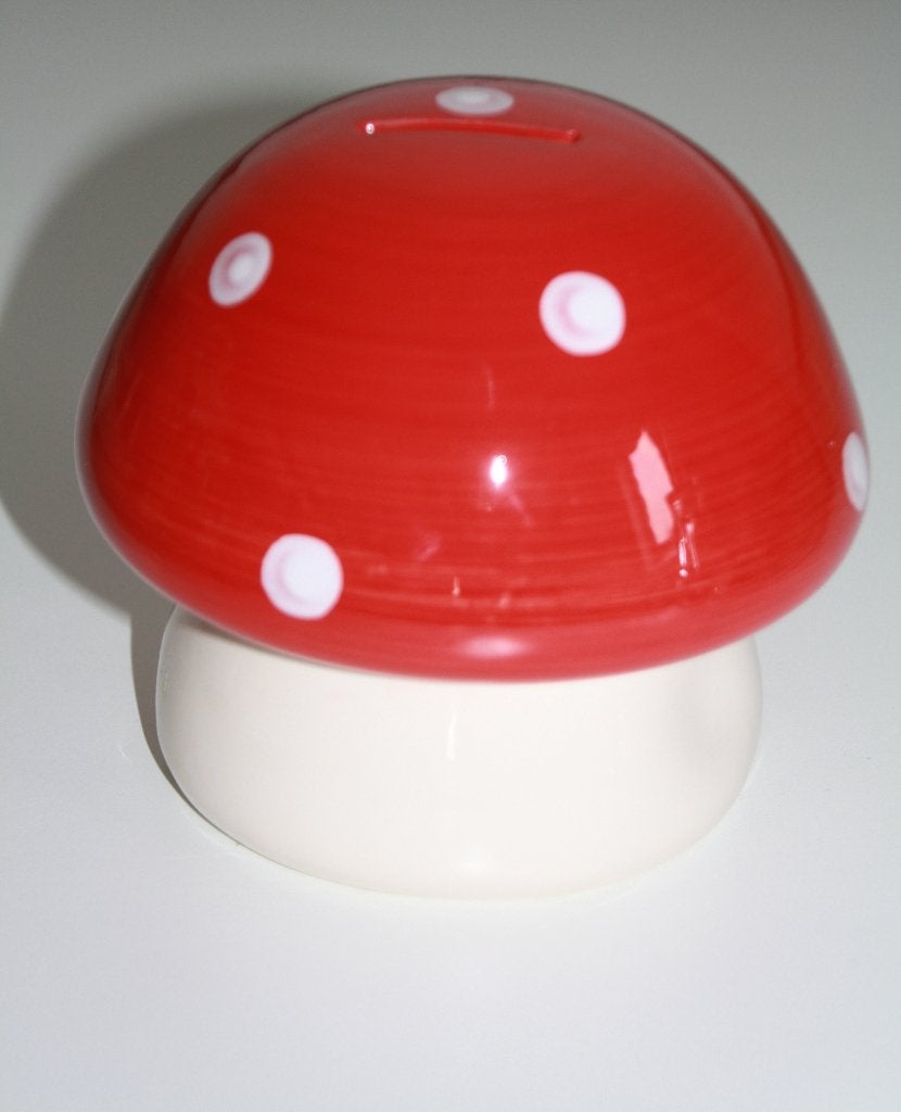 NIEUW Spaarpot paddenstoel kinderkamer kinderen kind, Nieuw, Rood, Ophalen of Verzenden, Met deksel
