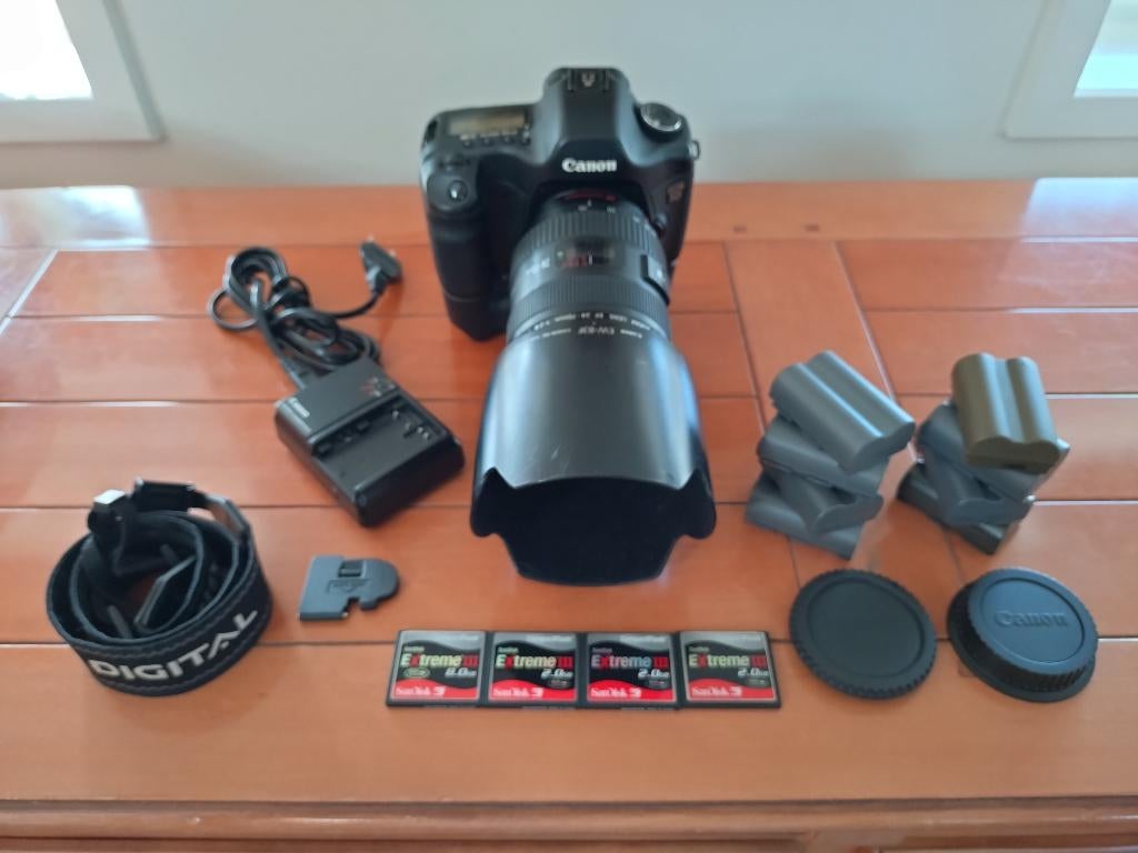Canon EOS 5D met Canon EF 24-70 2,8 L USM en Grip, Canon, Ophalen of Verzenden, Zo goed als nieuw, 4 t/m 7 keer