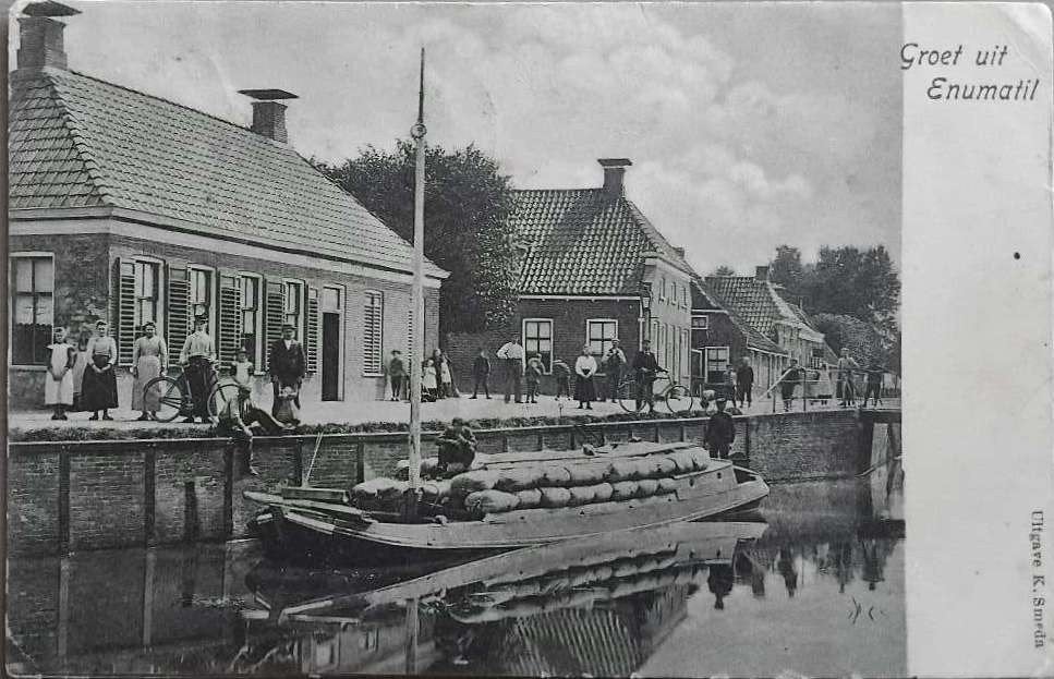 Enumatil (Groningen) – Gelopen dorpsgezicht ca. 1910, Verzamelen, Verzenden, Voor 1920, Gelopen, Groningen