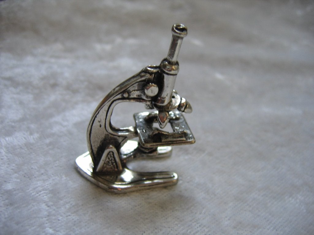Mooie Oude Zilveren Microscoop - Miniatuur, Verzenden, Zilver