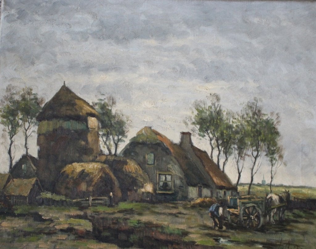 Jan van Oort, olieverf op doek, Antiek en Kunst, Landschap, Olieverf, Klassiek, Doek