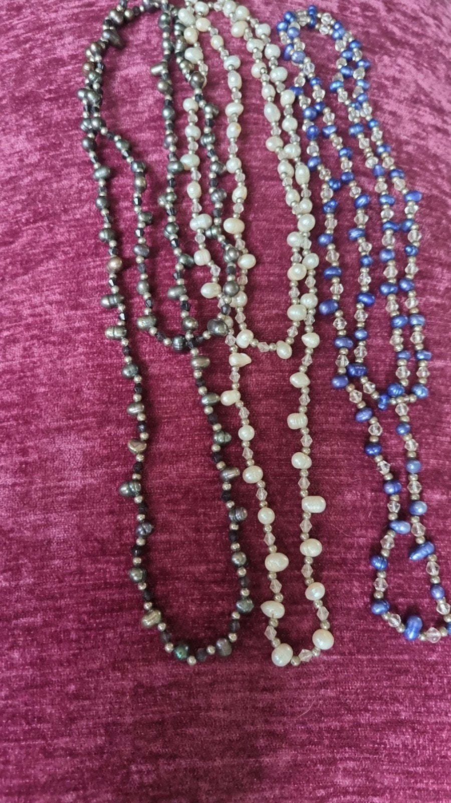 set 3 vintage endless zoetwaterparel ketting barok 90 cm, Sieraden, Tassen en Uiterlijk, Ophalen of Verzenden, Overige materialen