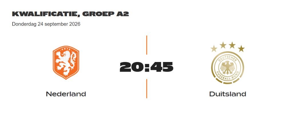 4 Premium Zitplaatsen Nederland vs Duitsland 24.09.2026, Tickets en Kaartjes, Losse kaart, Drie personen of meer, September, Nederlands elftal