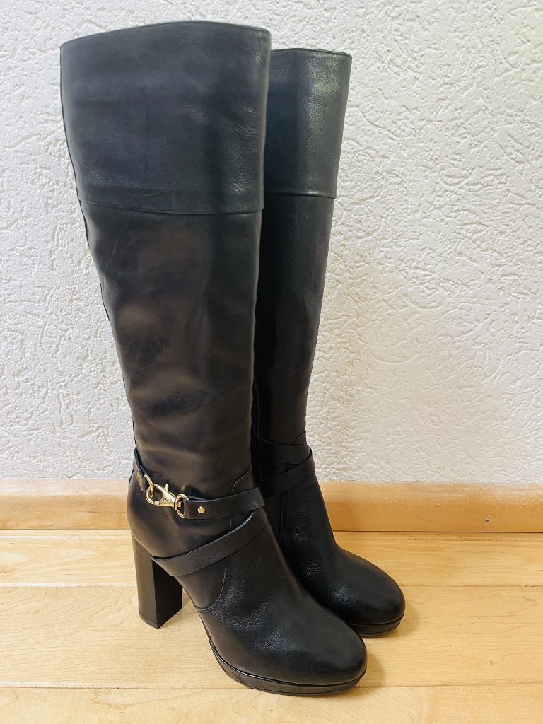 Progetto laarzen maat 37 zwart leer kniehoog smalle voeten, Kleding | Dames, Hoge laarzen, Verzenden, Zwart, Zo goed als nieuw