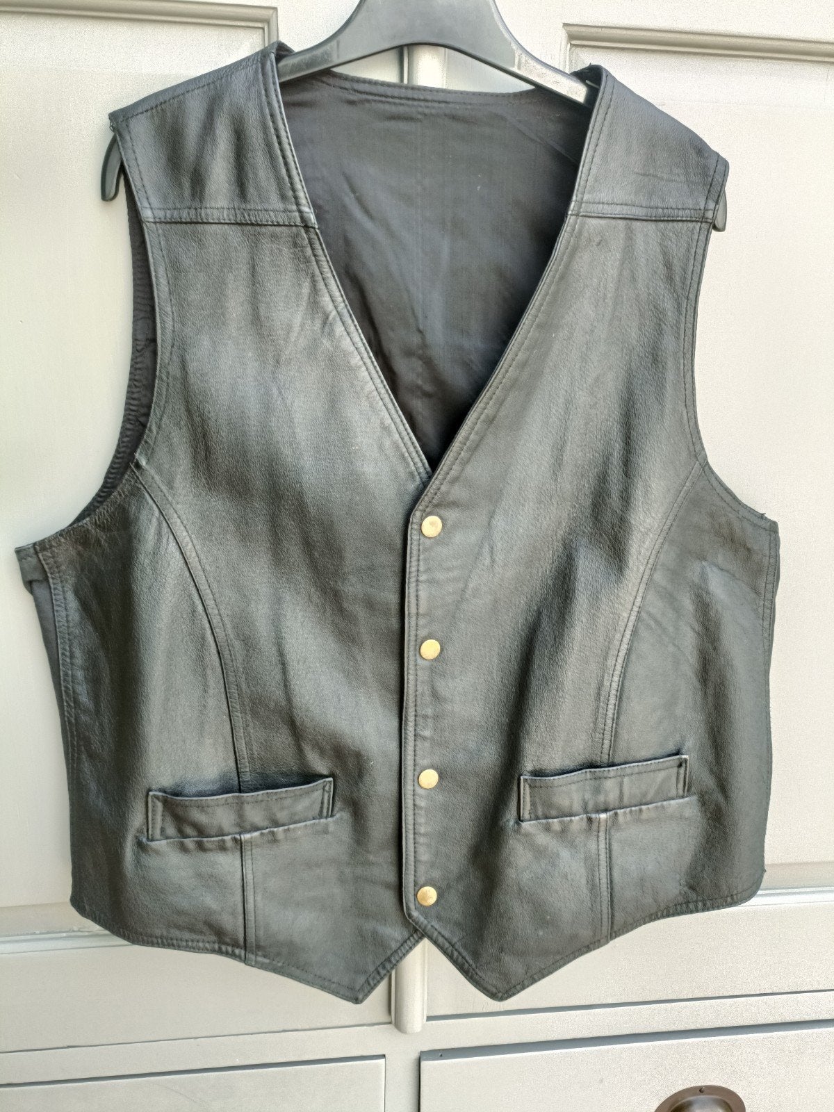 Leer Gilet maat L, Ophalen of Verzenden, Zo goed als nieuw, Maat 52/54 (L), Zwart