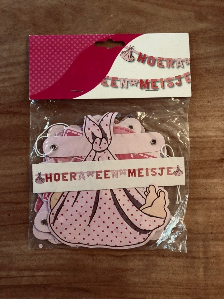 Geboorte Letterslinger Hoera Een Meisje Nieuw!, Ophalen of Verzenden, Nieuw, Versiering, Geboorte of Huwelijk