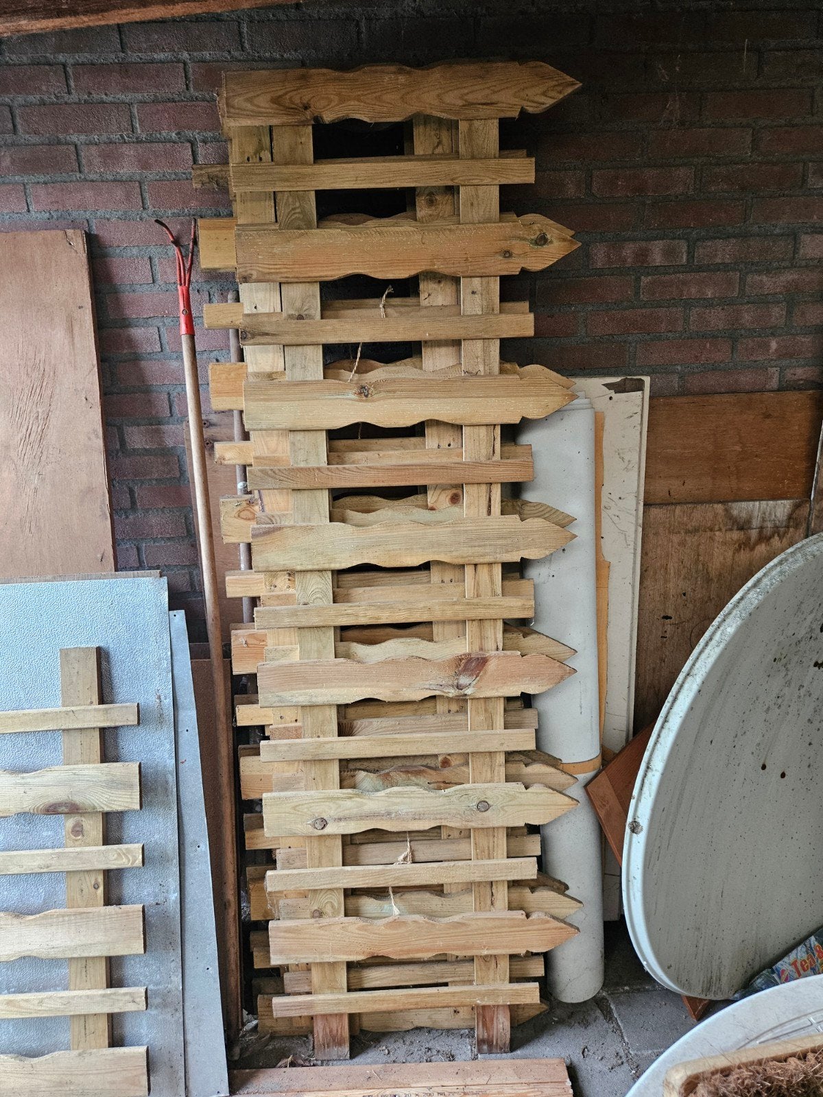 Nieuw 3 stuks houten tuinhekken/scherm van pallethout., Tuin en Terras, Ophalen, Gebruikt, 100 tot 150 cm, 200 cm of meer