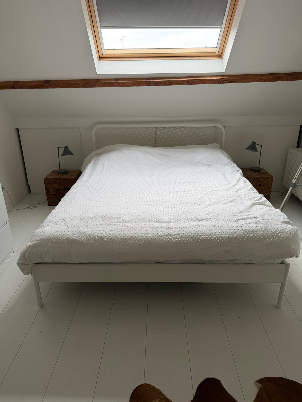 IKEA NESTTUN 2-persoonsbed wit 160x200 met lattenbodem, Ophalen, Wit, Tweepersoons, Zo goed als nieuw