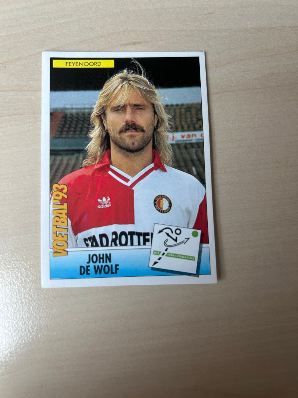 Voetbal '93 Panini John de Wolf Feyenoord, Ophalen of Verzenden, Zo goed als nieuw, Sport