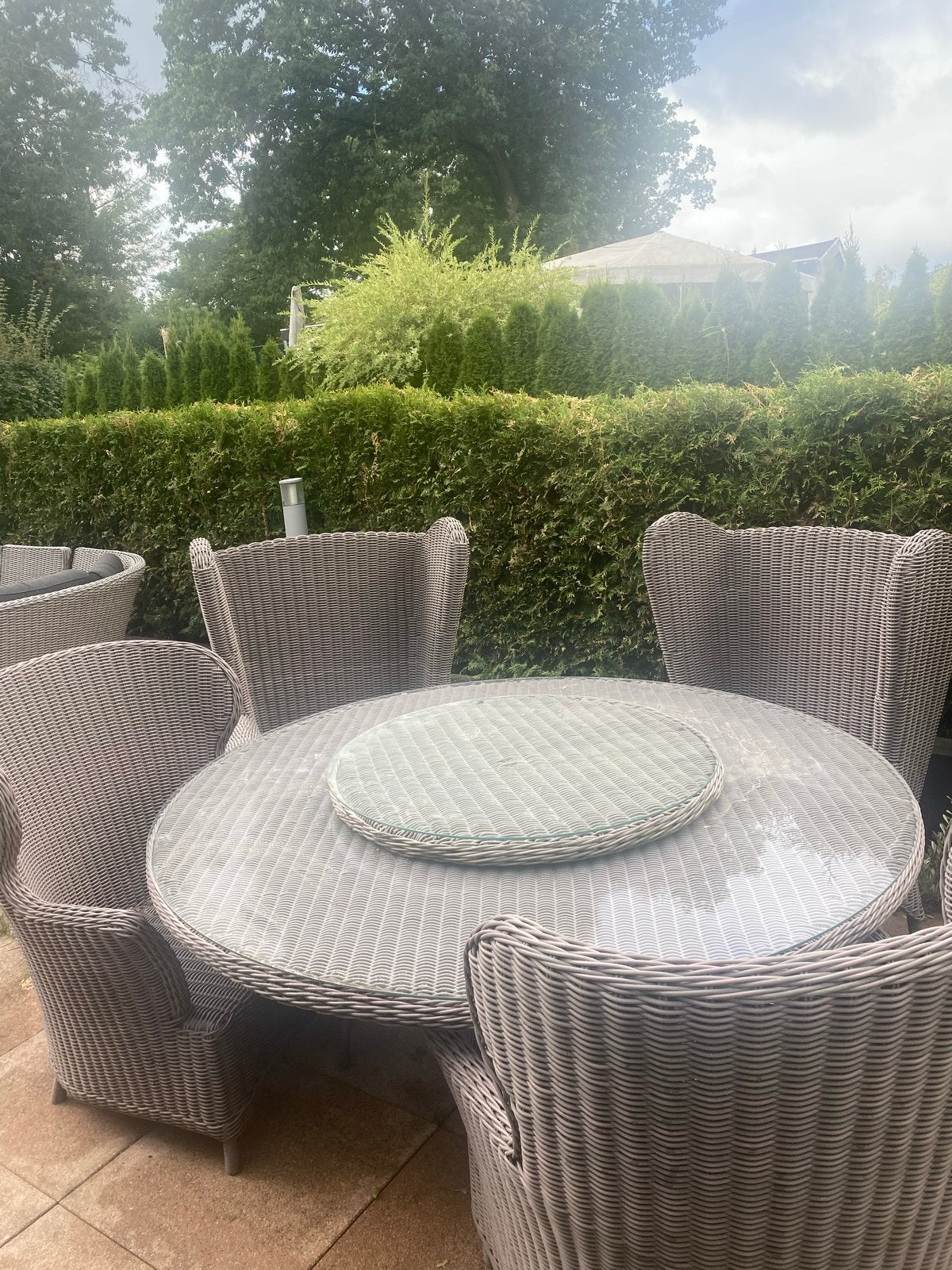 bilbao riccione  Tuinset met Ronde Tafel en 4 Stoelen, Ophalen, 4 zitplaatsen, Gebruikt, Eettafel