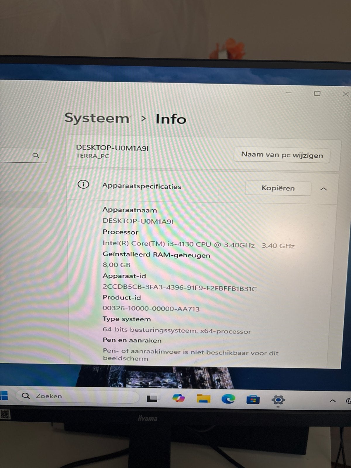 Terra Desktop PC - Intel i3-4130, 8GB RAM 500gb ssd, Computers en Software, Ophalen of Verzenden, Gebruikt, 8 GB, 3 tot 4 Ghz