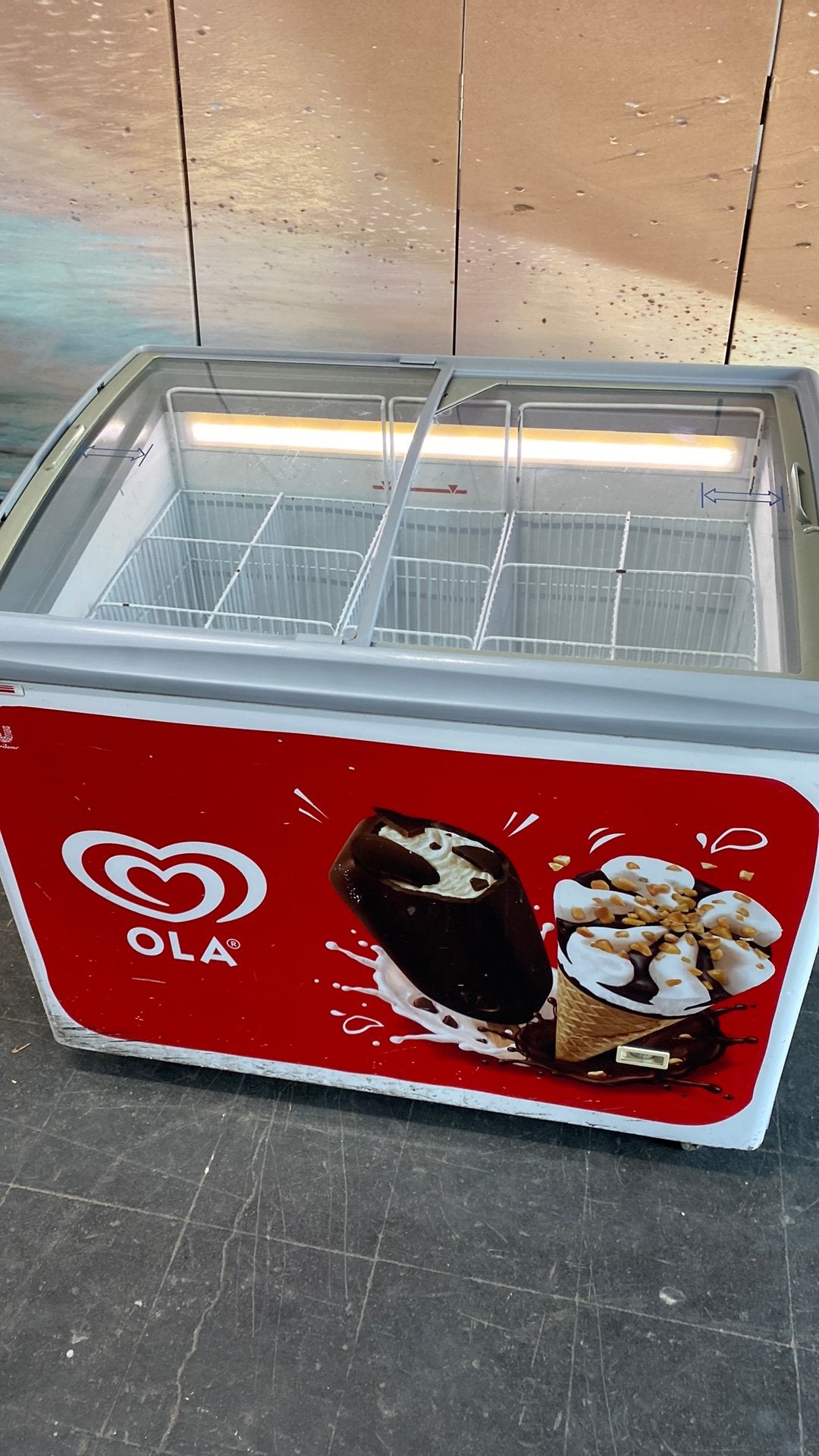 Ola ijsvriezer ijs vrieskist schuifdeksels en verlichting, Ophalen