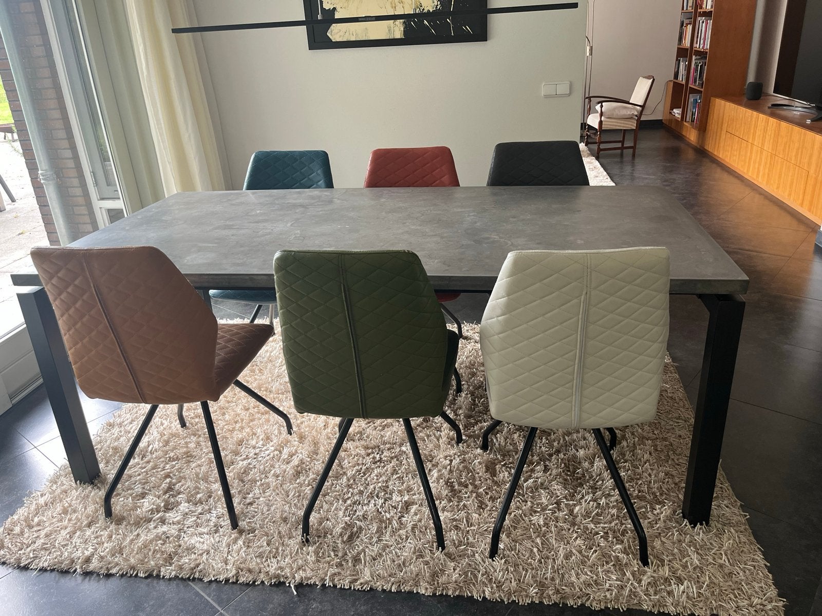 Moderne eethoek inclusief 6 stoelen, Huis en Inrichting, Tafels | Eettafels, Ophalen, Gebruikt, Overige materialen, 50 tot 100 cm