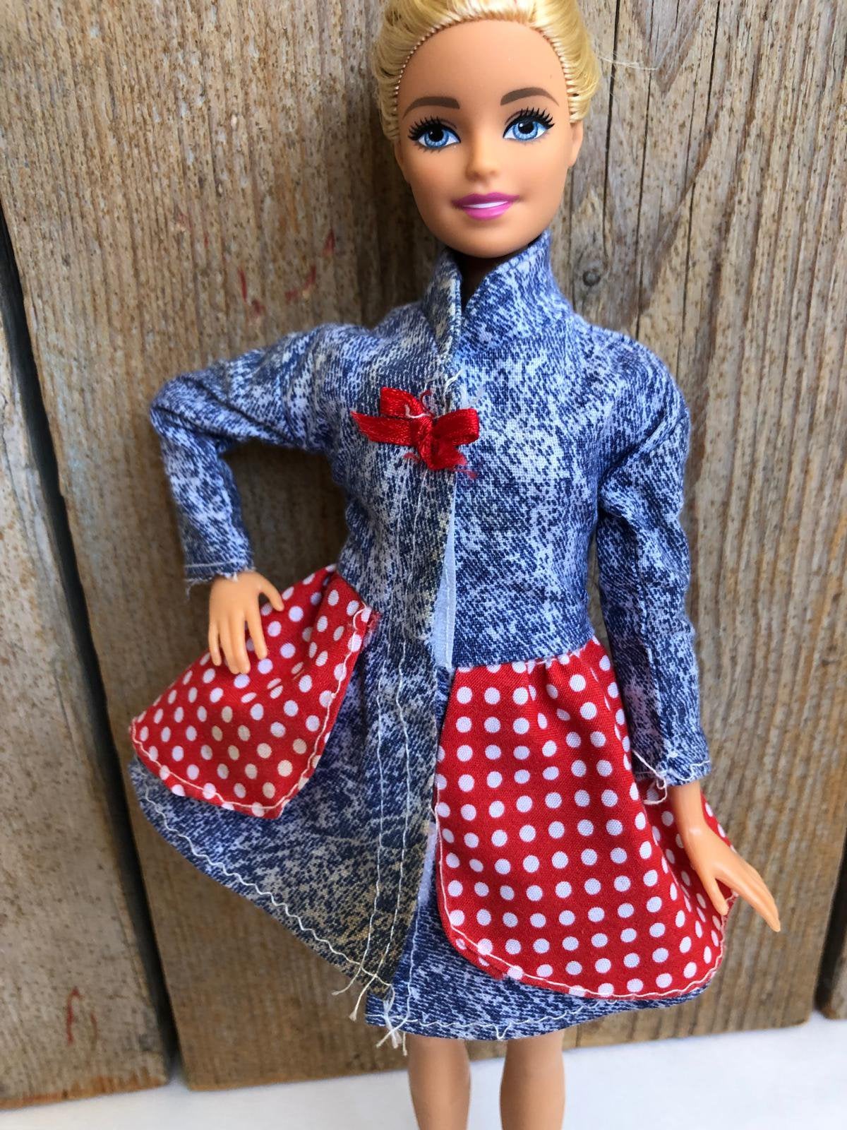 Blauw rood wit Barbie jurk, Ophalen of Verzenden, Zo goed als nieuw, Barbie