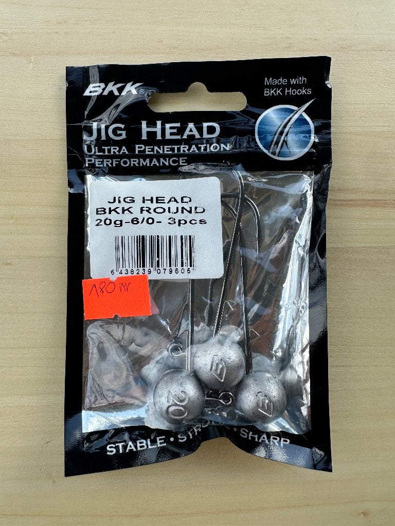 BKK Jig Head Round 20g 6/0 - 3 stuks. (180), Ophalen of Verzenden, Nieuw, Haak
