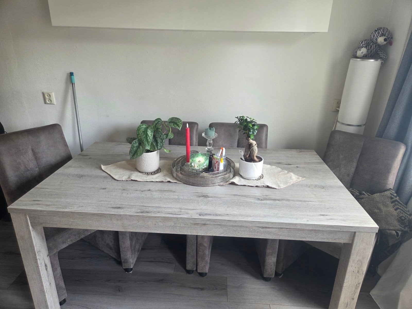 Grijze houten eettafel te koop, Zo goed als nieuw, 150 tot 200 cm, Rechthoekig, 50 tot 100 cm