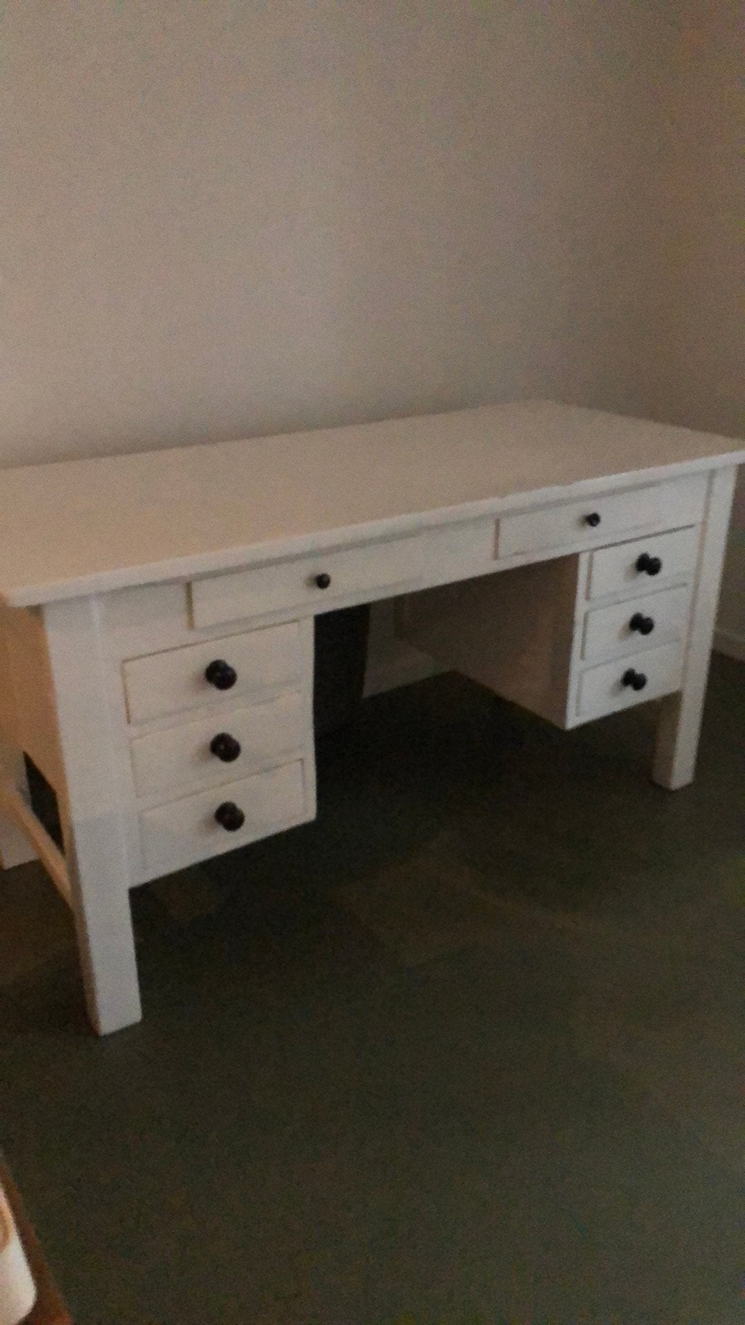 Antiek houten bureautje / wit geschilderd, Ophalen, Gebruikt, 150 cm, Hout