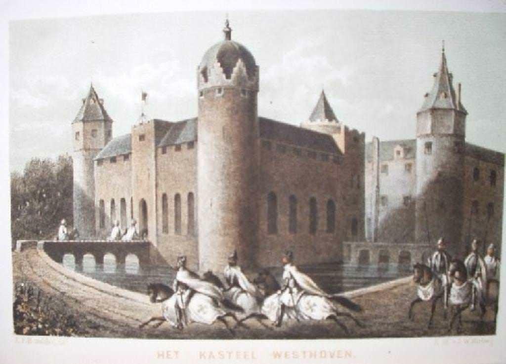 18  / Westhoven    het Kasteel  Litho 1854, Antiek en Kunst, Ophalen of Verzenden