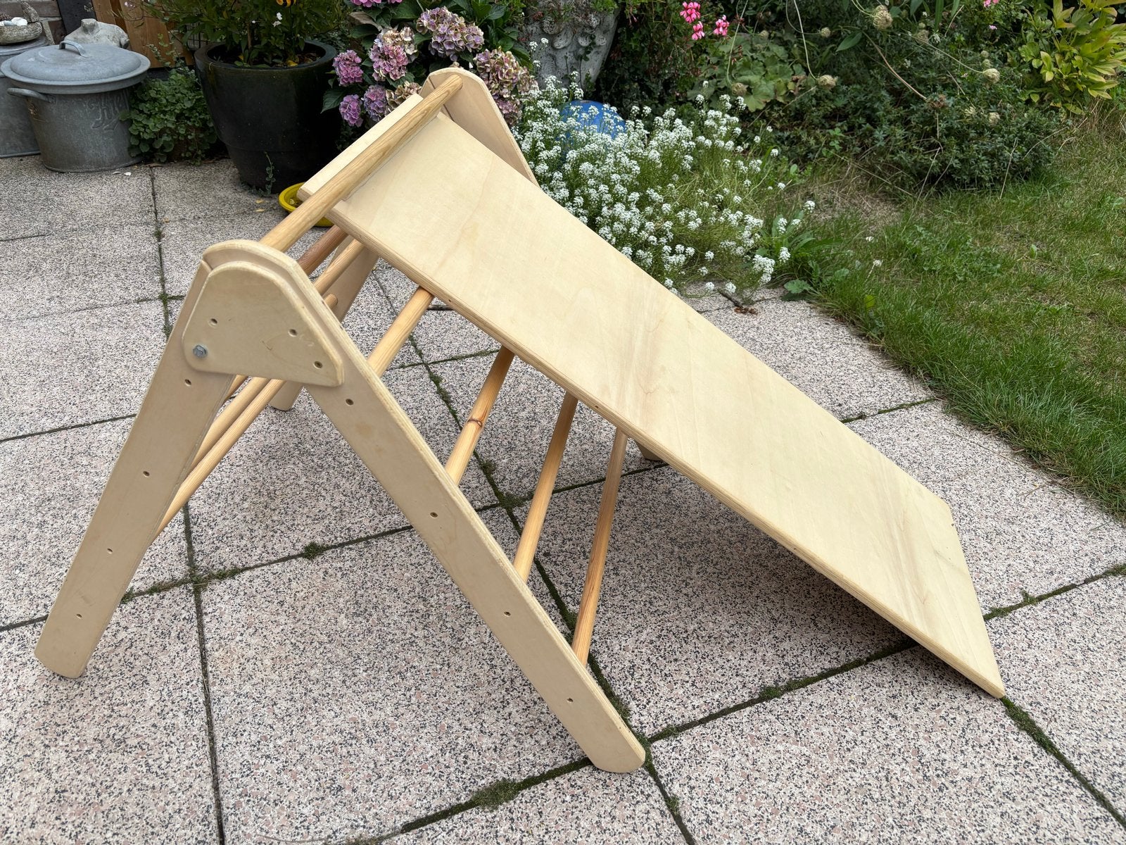 Houten Klimrek met Glijbaan - Montessori Speelgoed, Ophalen, Zo goed als nieuw, Glijbaan