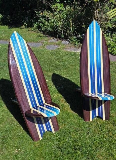 Retro hardhouten strand stoel, surf stoel, of tuinstoelen, Huis en Inrichting, Stoelen, Ophalen of Verzenden, Bruin, Eén